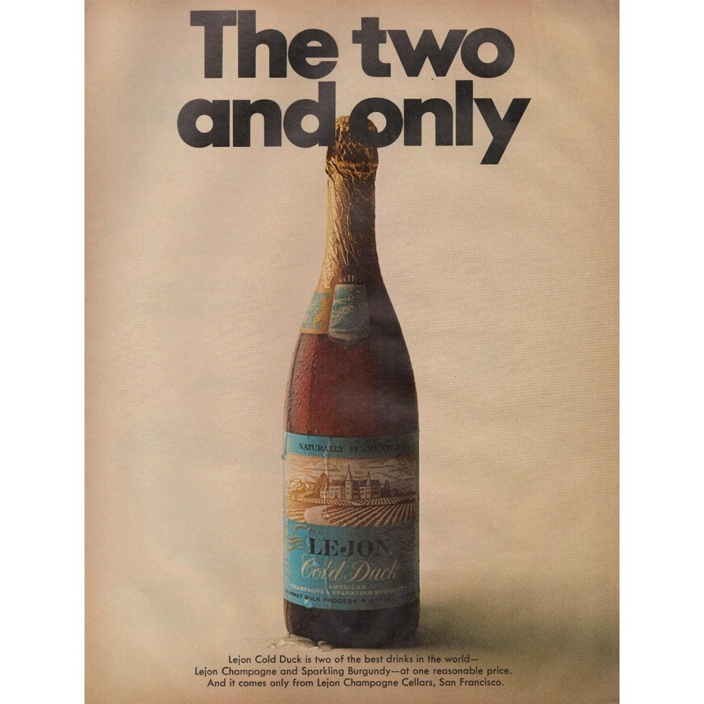 Lejon Cold Duck Champagne Sparkling Burgundy Vintage Magazine Print Ad 1970